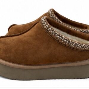 Brown Suede Slip-On Platform Clog